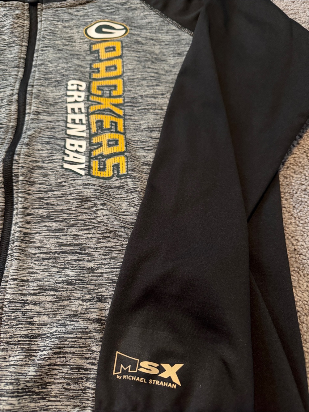 Green Bay Packers Women's Black & Gray Hooded Zip Jacket - Picture 2 of 3